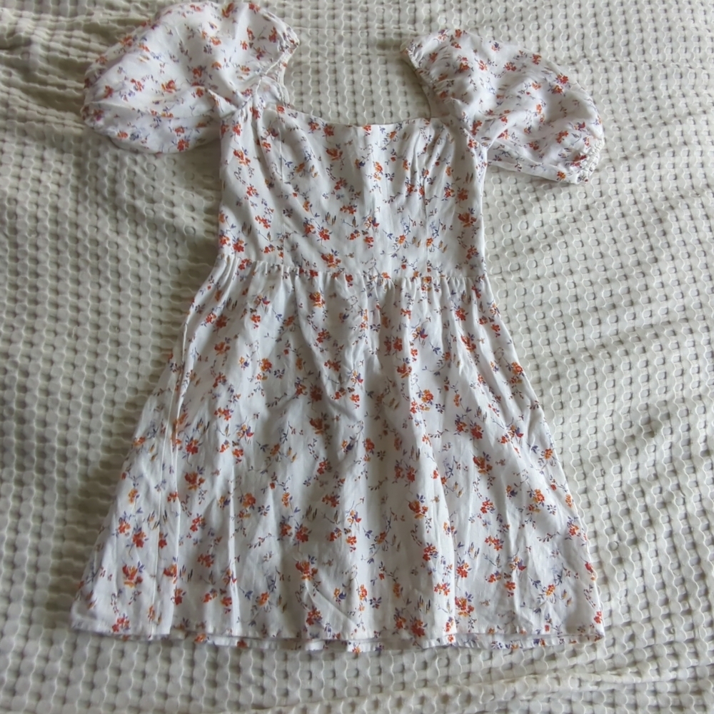 Reformation Harris Gabrielle Linen Mini Dress‎ Puff Sleeve Floral Size 4 - Picture 8 of 12